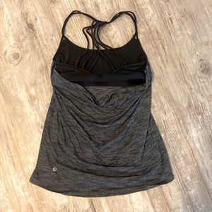 Lululemon dark grey tank with built in strappy bra!